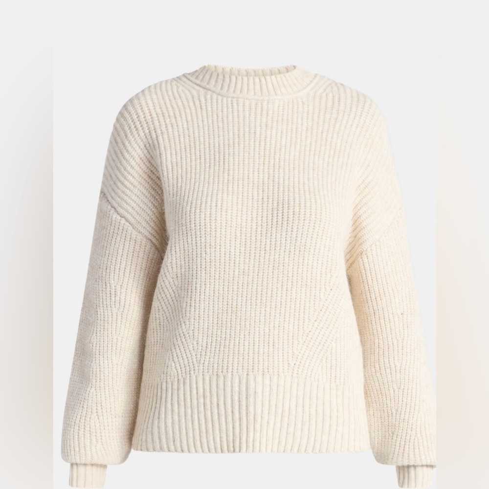 NWT Time & Tru Oatmeal Heather Mock Neck‎ Sweater S Ribbed Shaker Knit Pullover